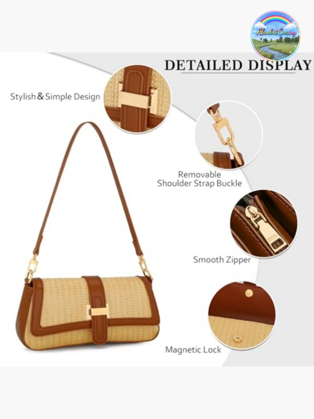 Small Hobo Shoulder Bag Retro Clutch Underarm Purse Woven PU Leather - Picture 4 of 7